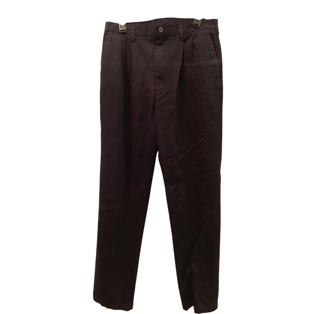 Wrangler Riata Dress Pants Pleated Black Straight Leg Canvas 33x33